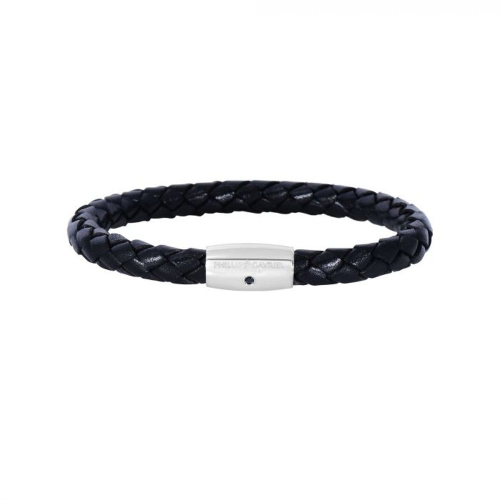 Sterling Silver Men's Leather Bracelet